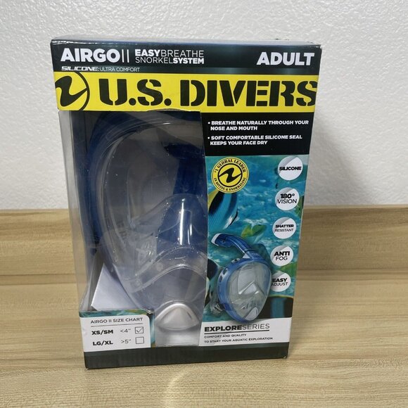 US Divers Airgo Full Face Snorkel Mask - Adult XS/SM Easy Breathe Snorkel System - Picture 1 of 7